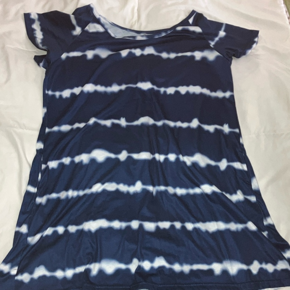 Navy and White Tie-Dye Tunic